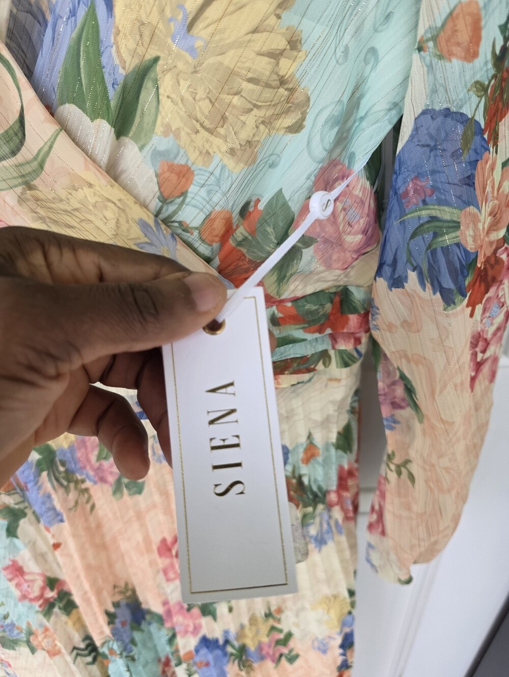 Siena Floral Maxi Dress Size 14 Pastel Garden Print Pleated Long Sleeve Boho - Picture 9 of 13